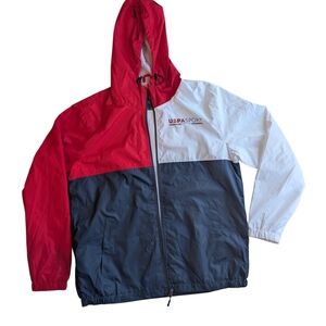 U.S. Polo Assn. Red and White Windbreaker Men's Large